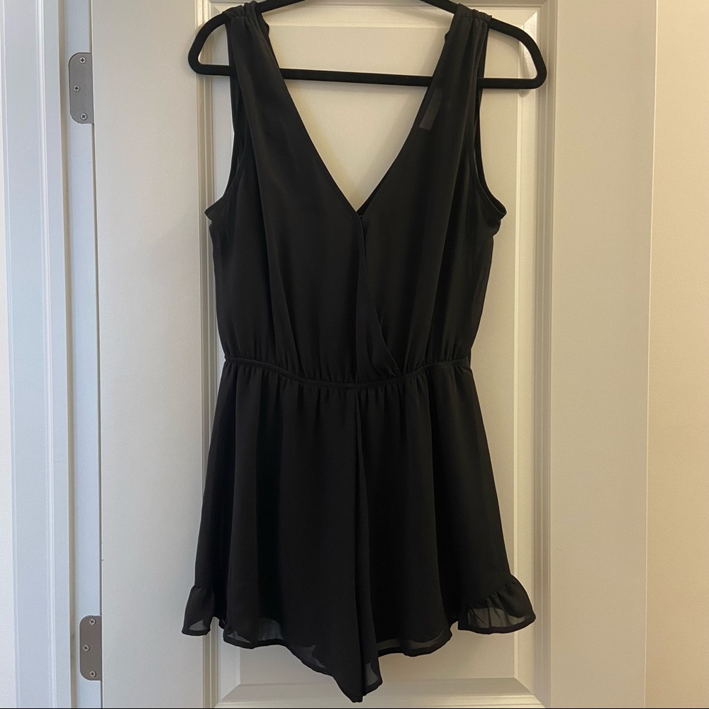 Astr chiffon black ruffle romper